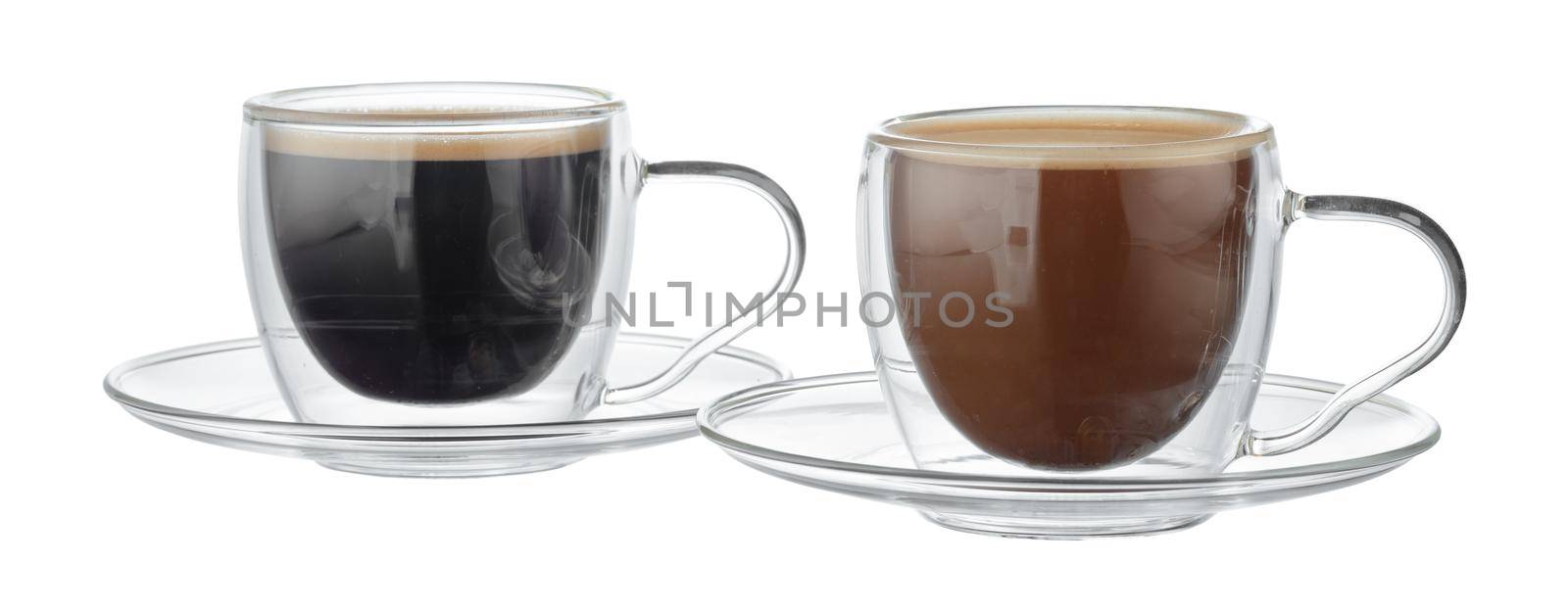 Glass cup of coffee isolated on white by Fabrikasimf