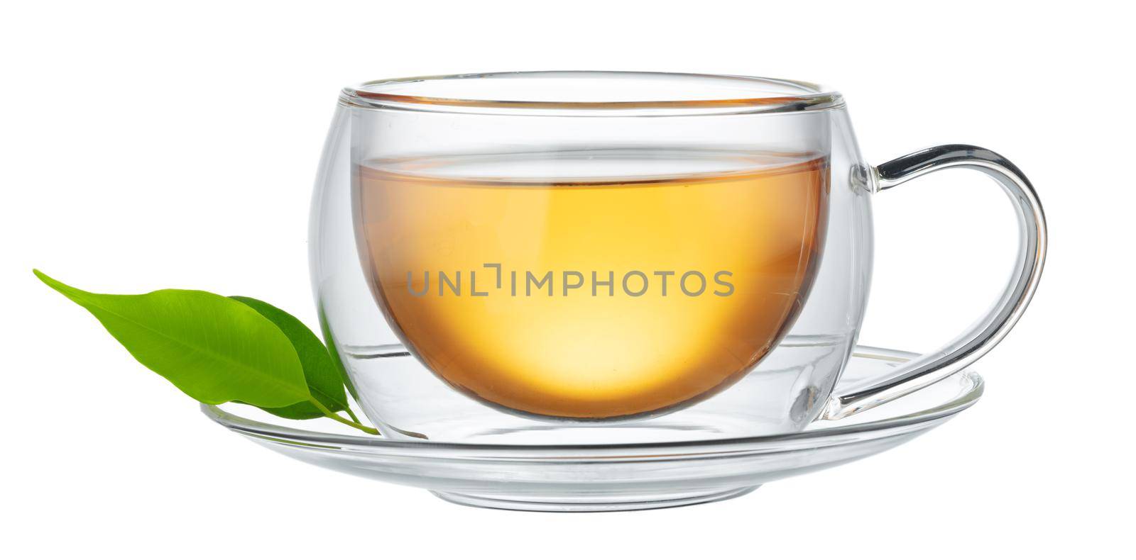 Glass cup of tea isolated on white background by Fabrikasimf