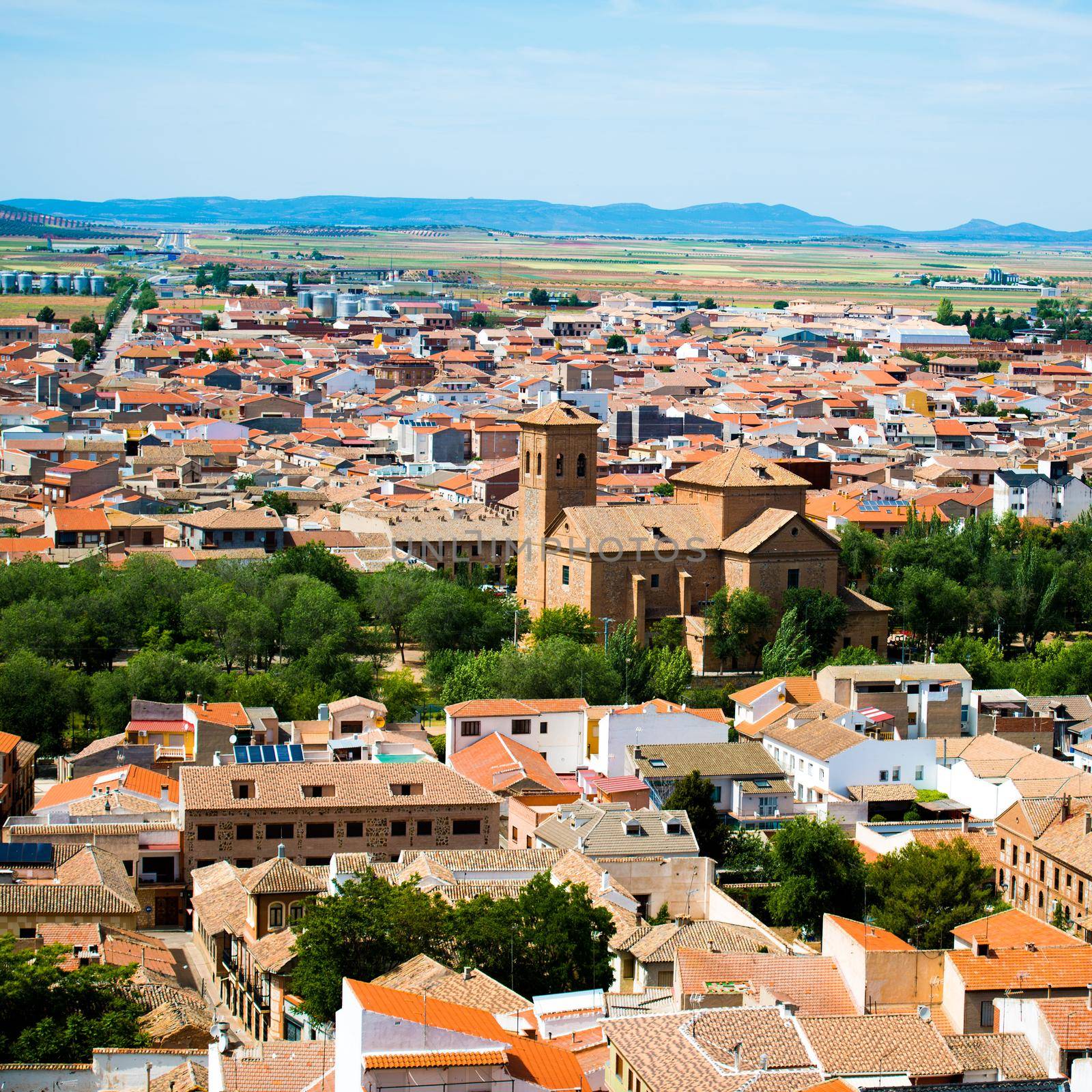 panoramic view of a small town in southern Spain, Consuegra