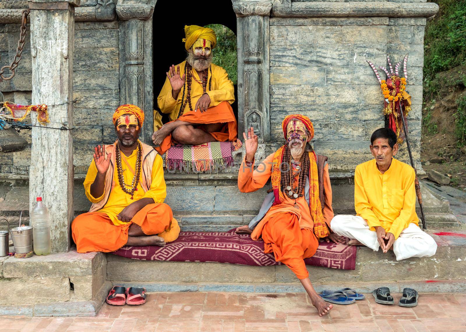 Sadhu holy men in front of Pashupatinath temple in Kathmandu. by tan4ikk1
