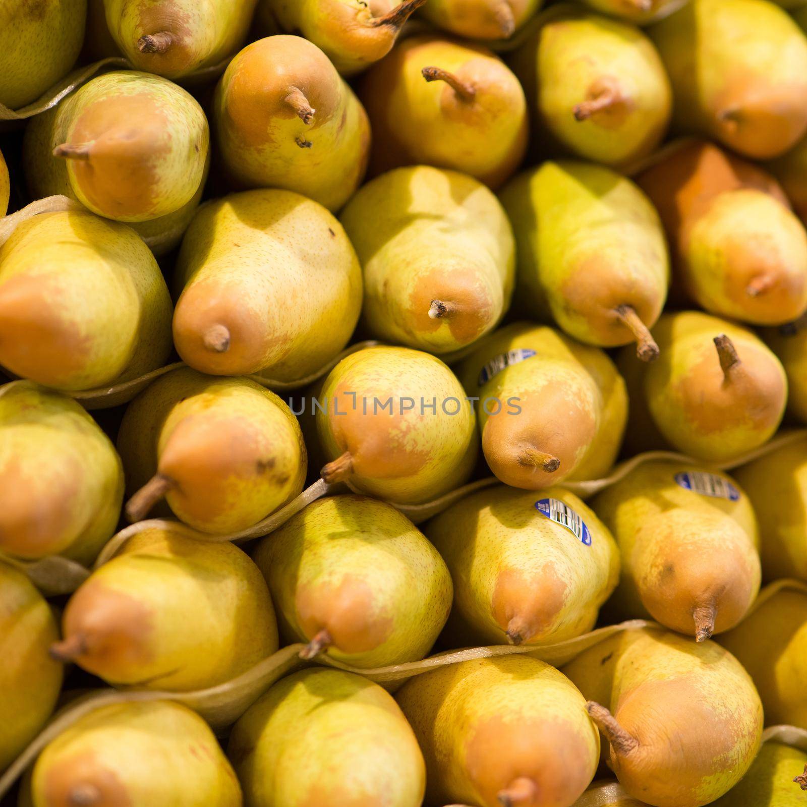 Pears at La Boqueria market in Barcelona