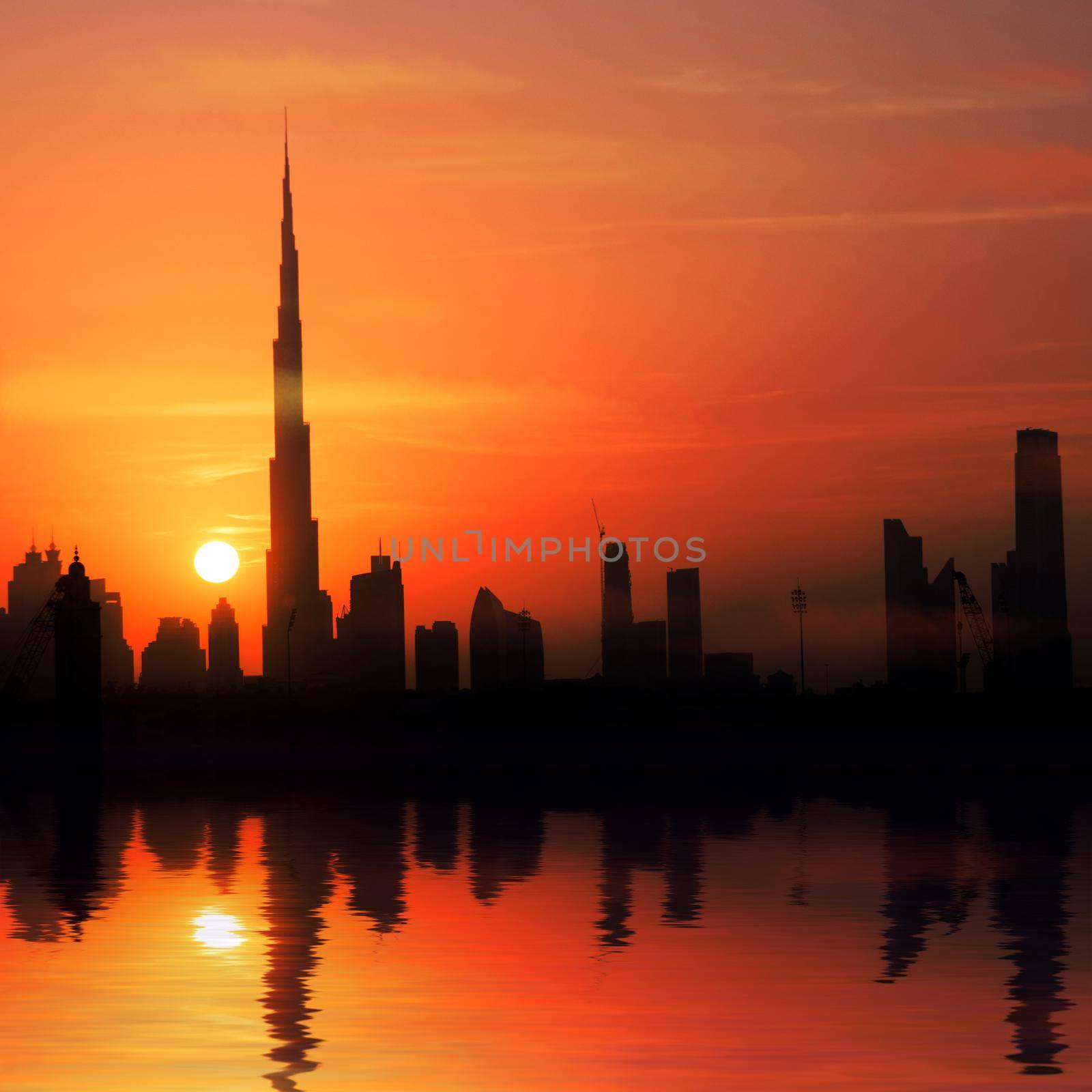 city ​​in the rays of the setting sun by tan4ikk1