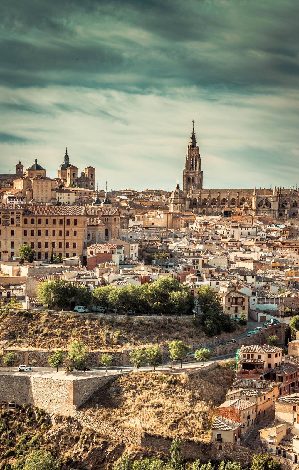 Toledo over sunset. medieval town in Spain