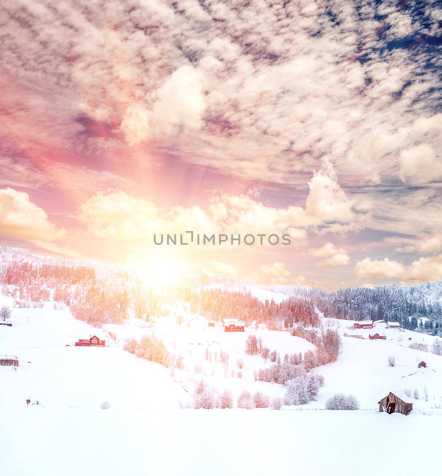 Winter village landscape by tan4ikk1