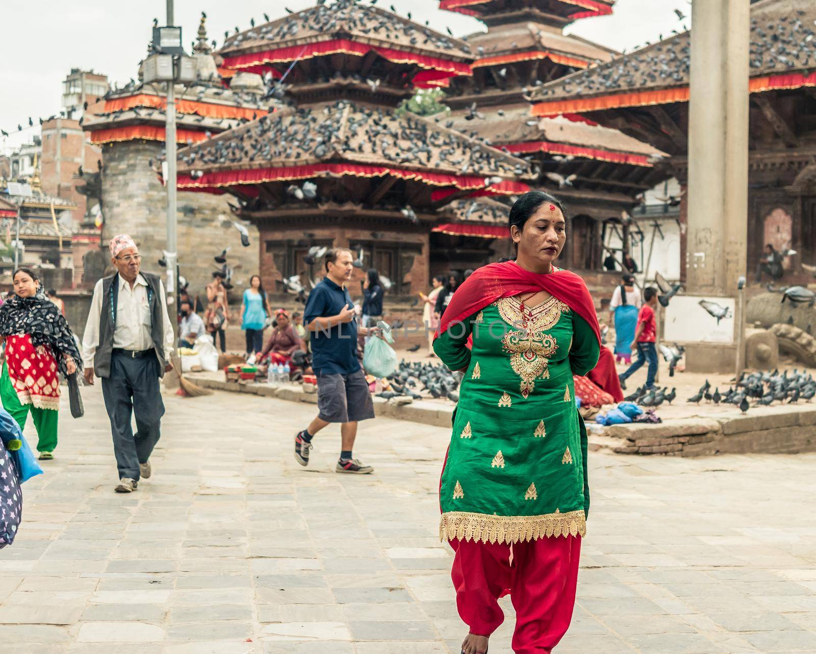 KATHMANDU - OCTOBER 05: People walking at Durbar Square in Kathmandu, Nepal, October 05, 2017