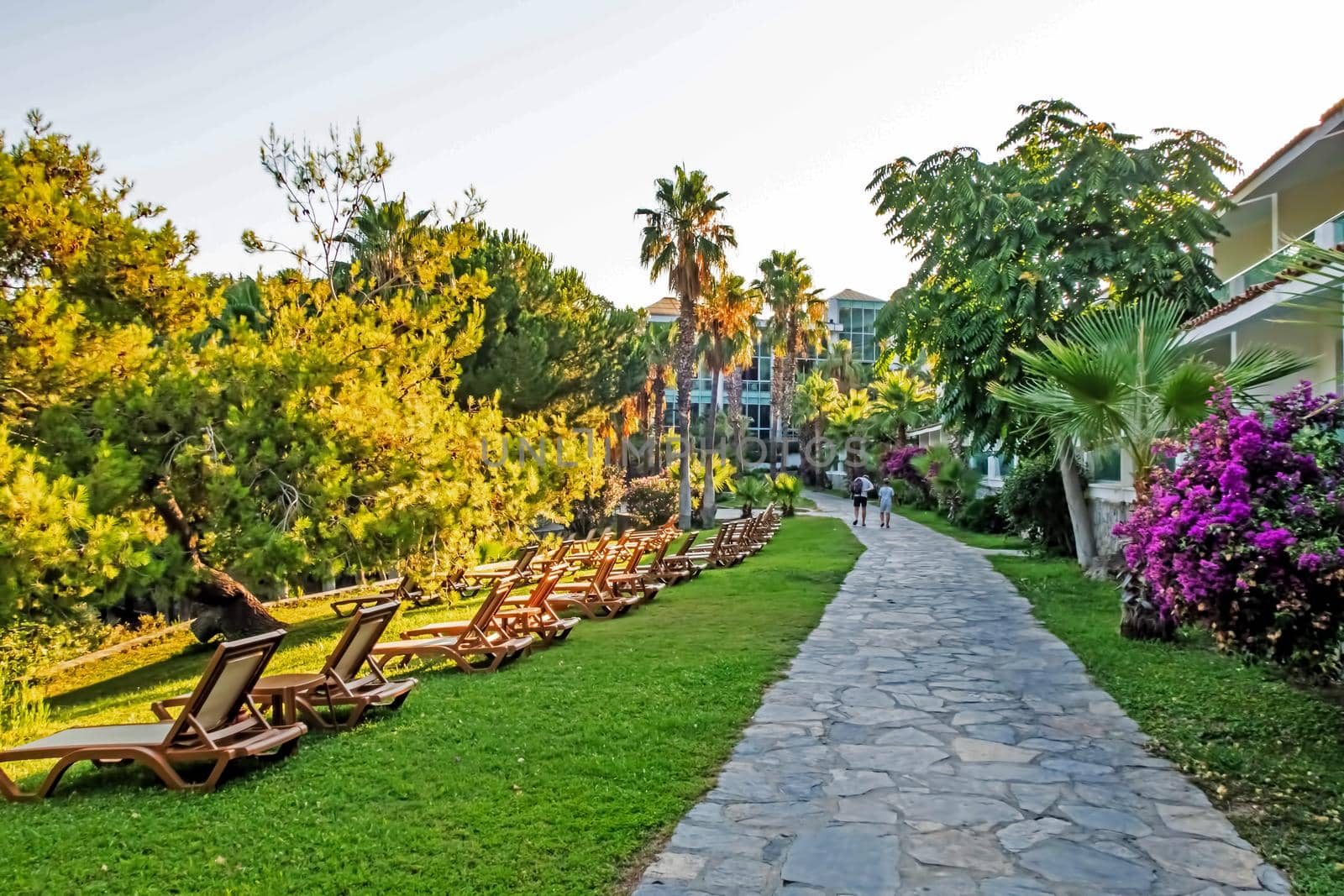 Kusadasi,Aydin,Turkey- July 25,2021.The view from Pinebay holiday village and resort in Kusadasi, in the sea and nature and summer sesason.