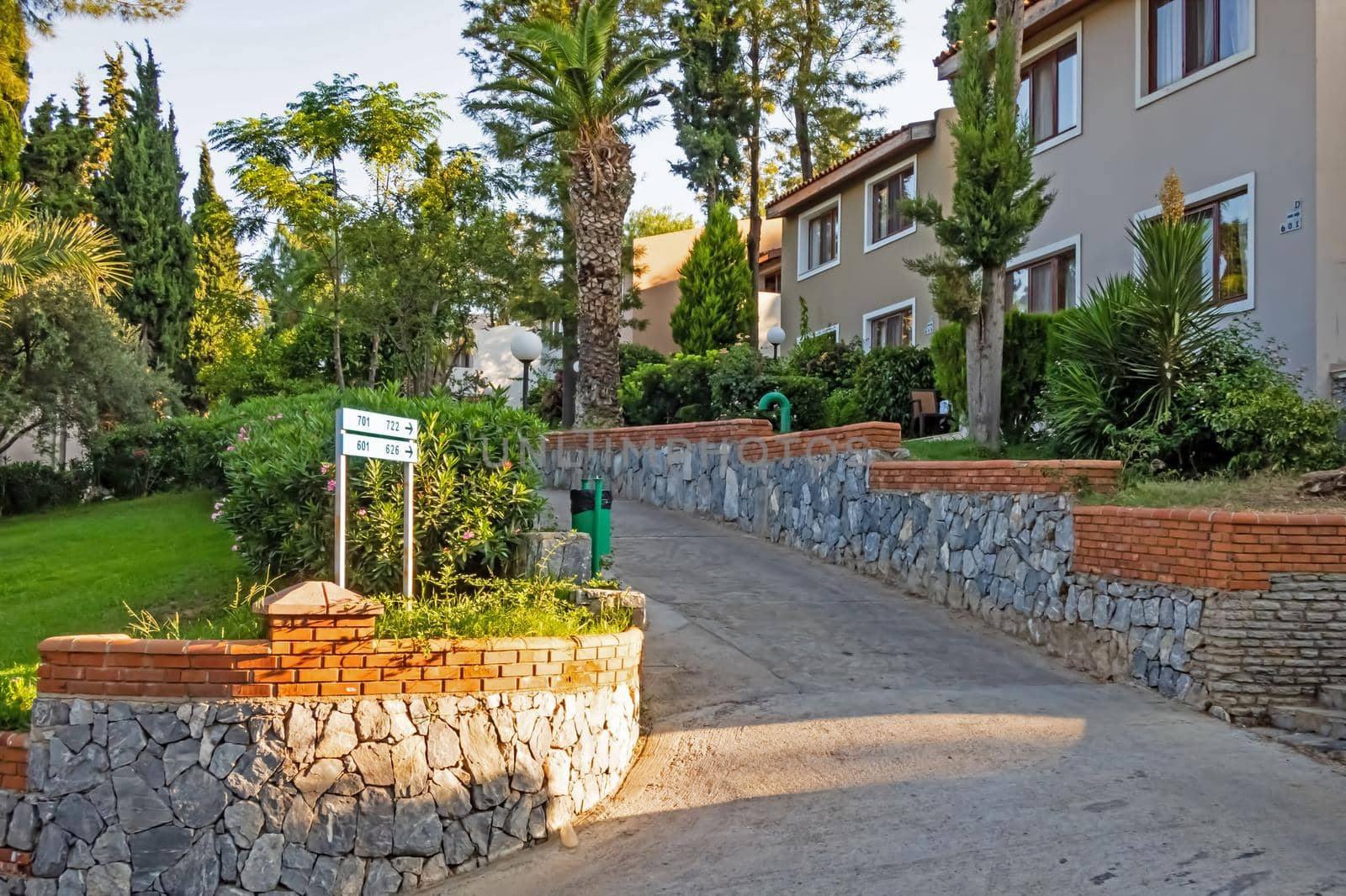 Kusadasi,Aydin,Turkey- July 25,2021.The view from Pinebay holiday village and resort in Kusadasi, in the sea and nature and summer sesason.