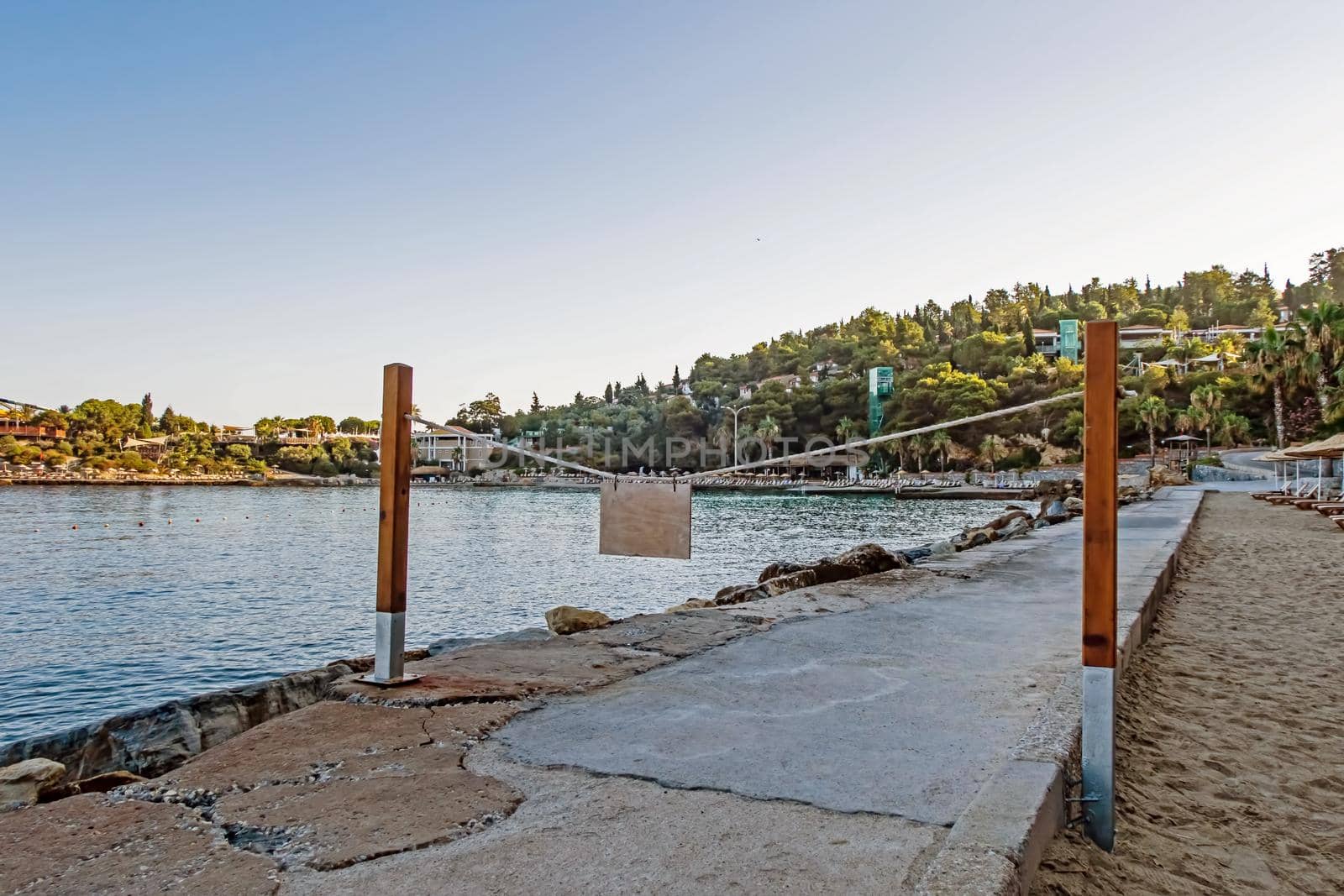 Kusadasi,Aydin,Turkey- July 25,2021.The view from Pinebay holiday village and resort in Kusadasi, in the sea and nature and summer sesason.