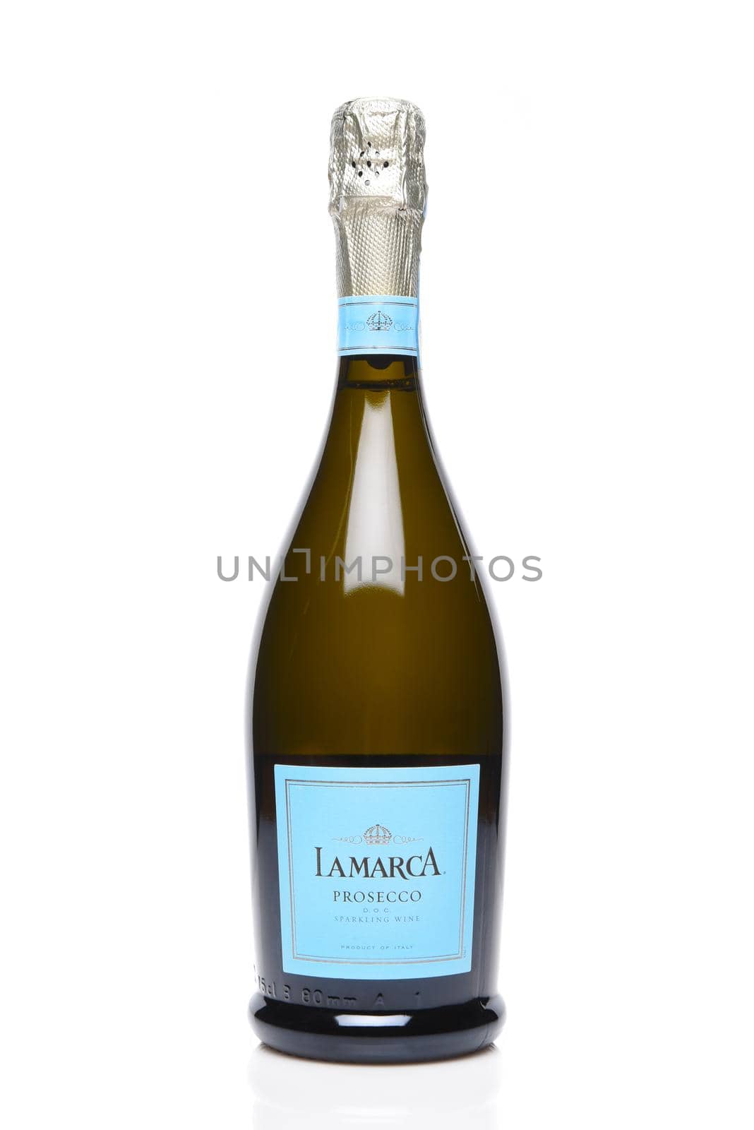 IRIVNE, CALIFORNIA- JULY 31, 2019:  A bottle of LaMarca Prosecco a sparkling wine from Italy.