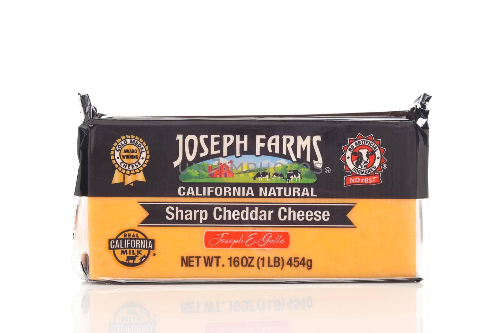 IRVINE, CALIFORNIA - MAY 20, 2019: A 16 ounce package of Joseph Farms California Natural Sharp Cheddar Cheese.