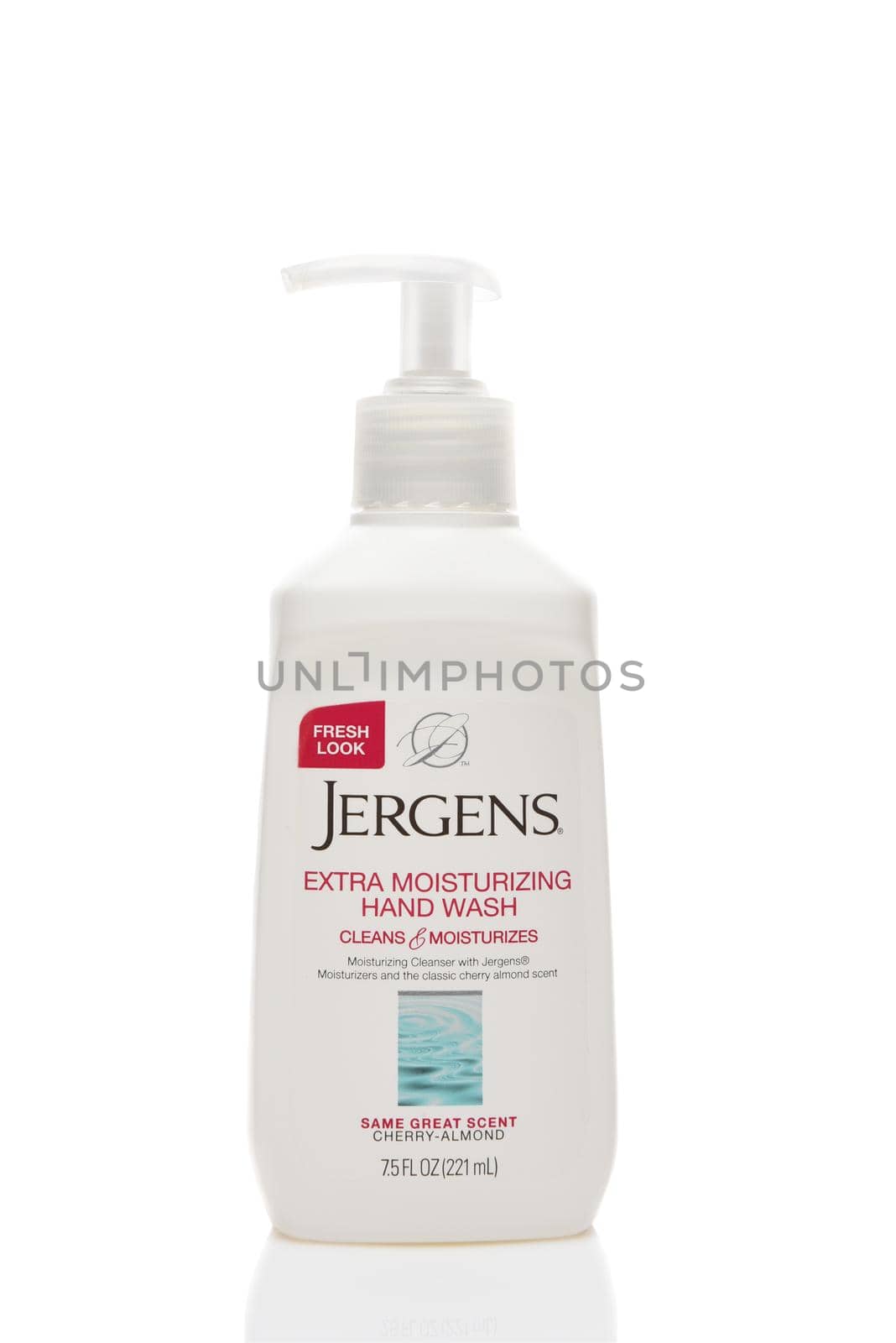 IRVINE, CALIFORNIA - AUGUST 20, 2019: A 7.5 ounce bottle of Jergens Extra Moisturizing Hand Wash.  by sCukrov