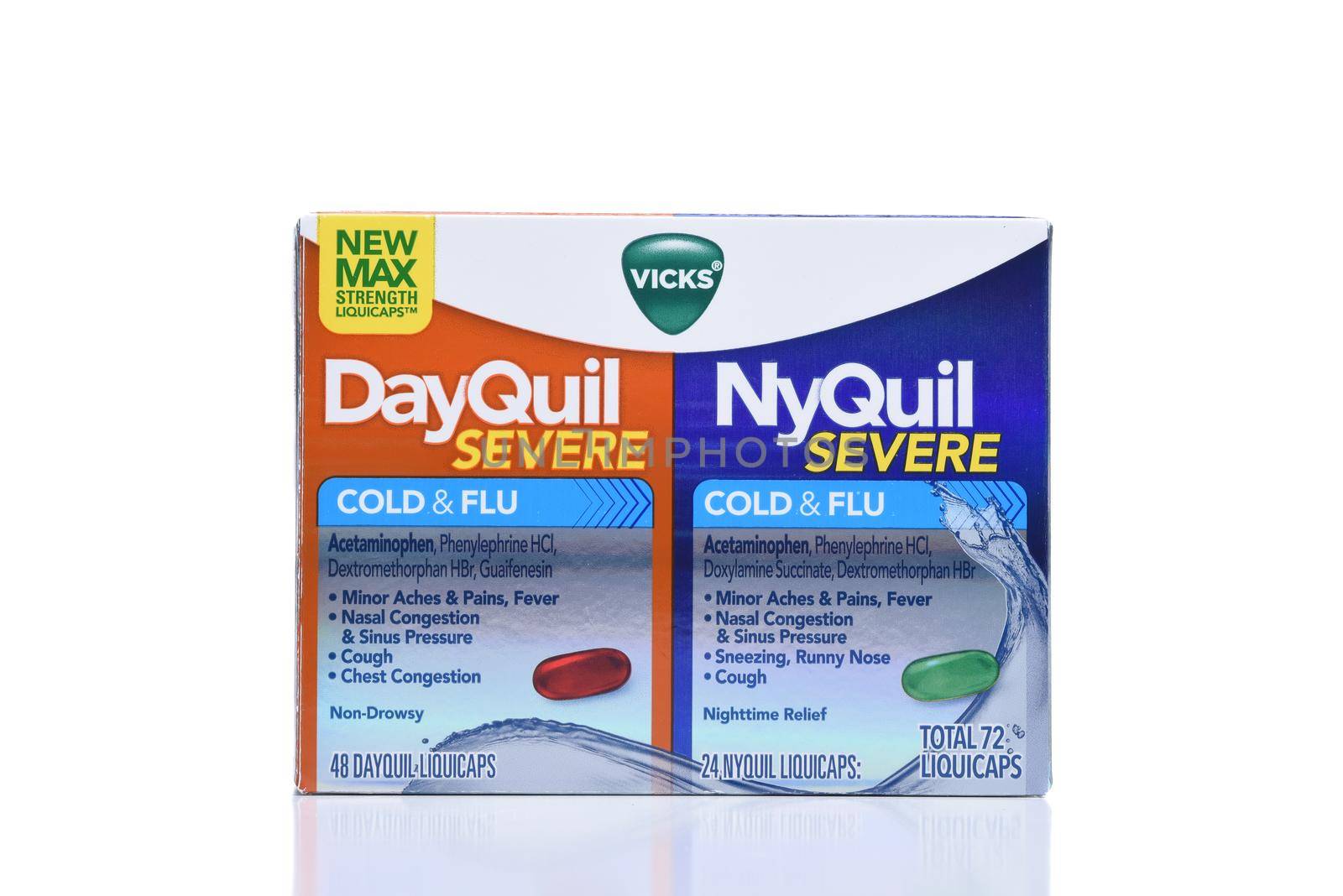 IRVINE, CALIFORNIA - DEC 4, 2018: Vicks DayQuil and NyQuil double pack. The two product are popular Cold and Flu remedies.