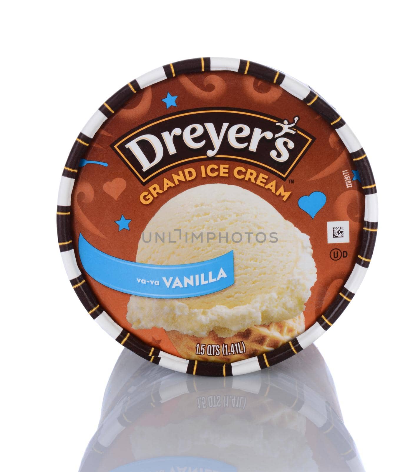 IRVINE, CA - January 29, 2014: A Carton of Dreyer's Grand Ice Cream Vanilla.  A subsidiary of Nestlé, Dreyer's is marketed in the western USA and as Edys in the East and Midwest.