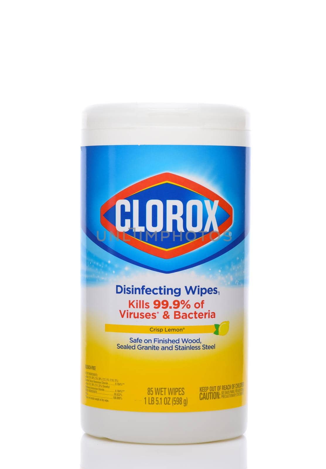 IRVINE, CALIFORNIA - 26 APRIL 2020:  A package of Clorox Disinfecting Wipes, Crisp Lemon Scent to kill Bacteria and Viruses.