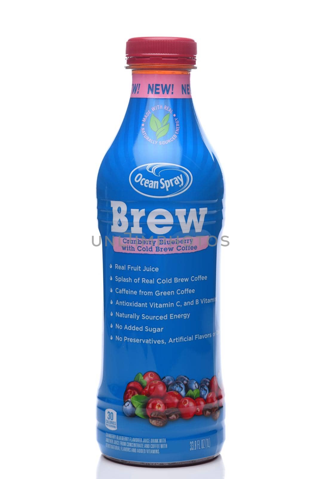 IRVINE, CALIFORNIA - 8 JUNE 2020: A bottle of Ocean Spray Brew, a Cold Brew Coffe with Cranberry and Blueberry flavoring.