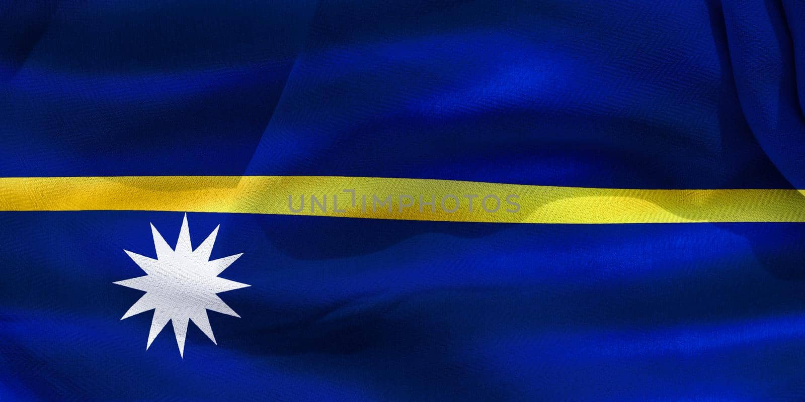 3D-Illustration of a Nauru flag - realistic waving fabric flag by MP_foto71