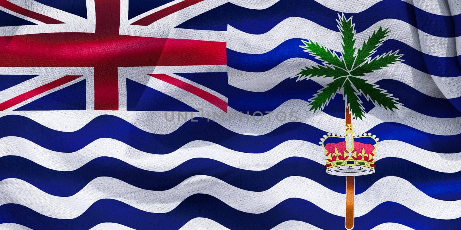 3D-Illustration of a British Indian Ocean Territory flag - realistic waving fabric flag by MP_foto71