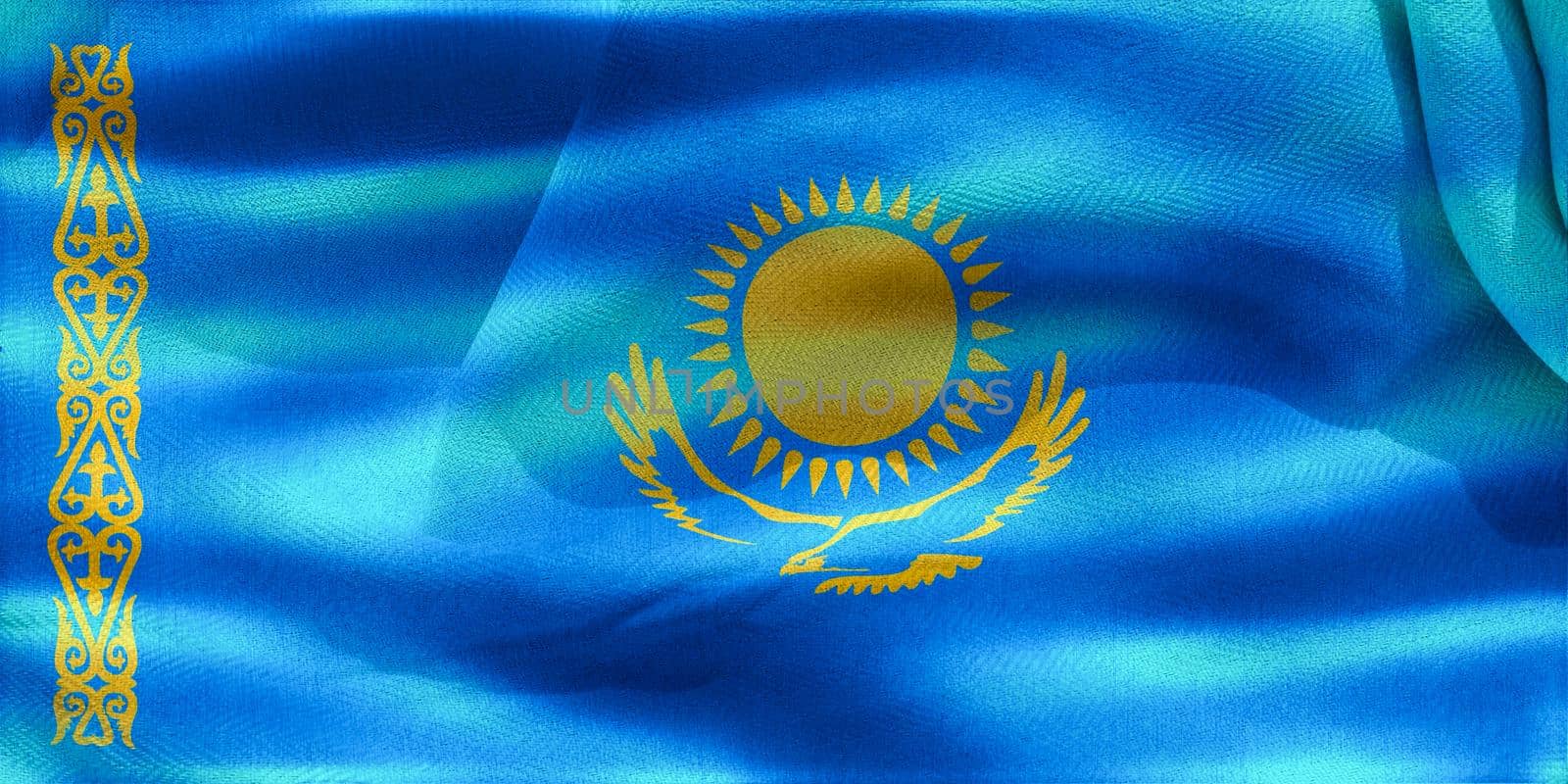 Kazakhstan flag - realistic waving fabric flag