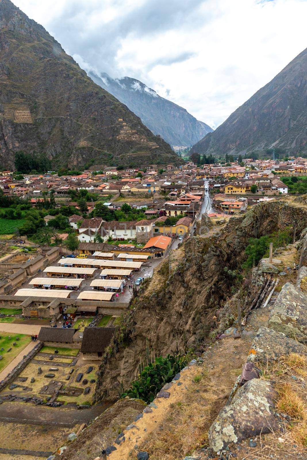 The village of Ollantaytambo down of ruined fort, near to the city of Cusco, Peru