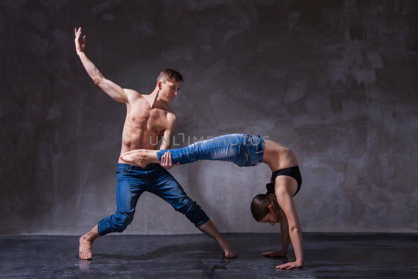 Man and woman in passionate dance pose