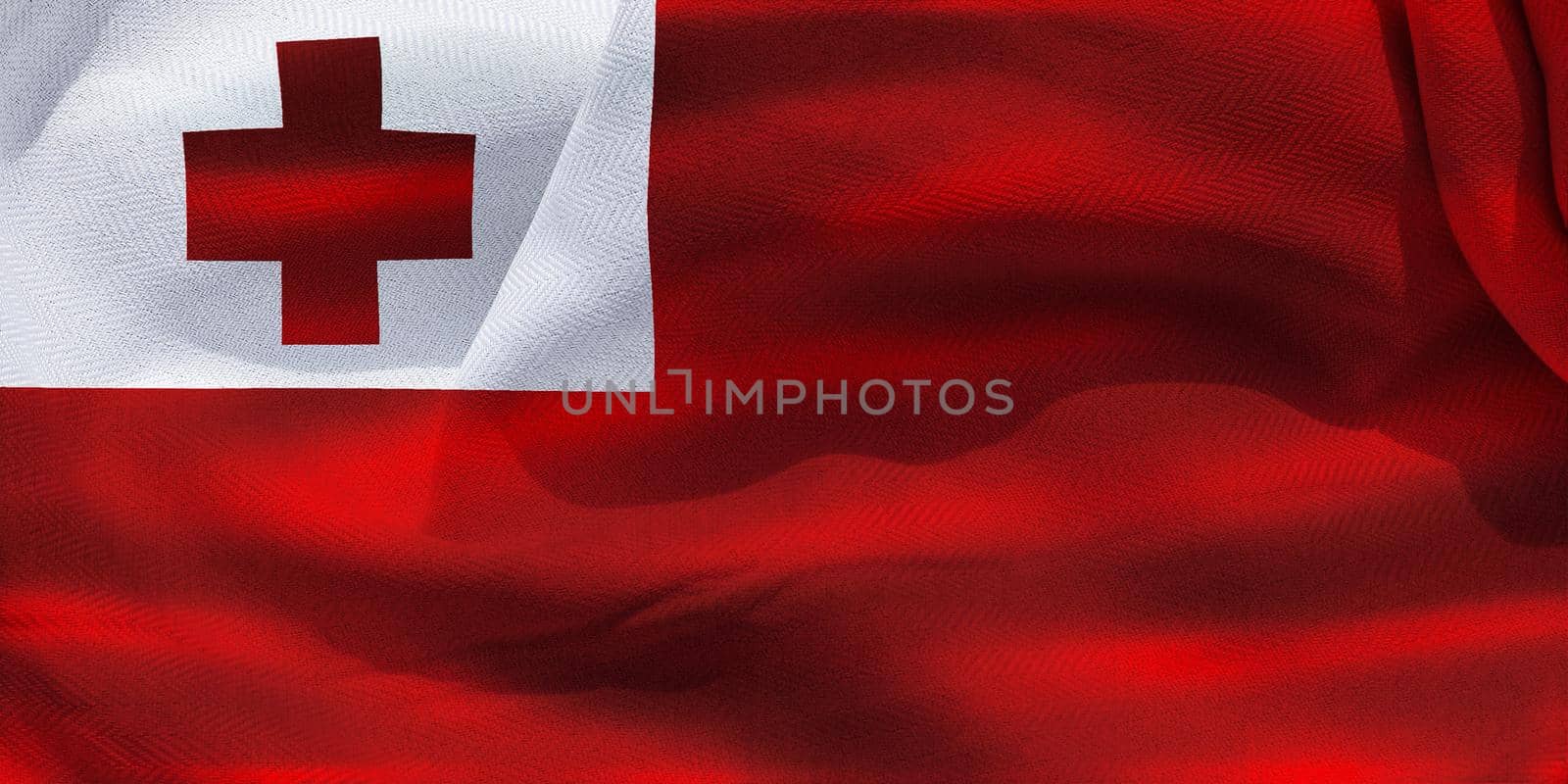 3D-Illustration of a Tonga flag - realistic waving fabric flag by MP_foto71