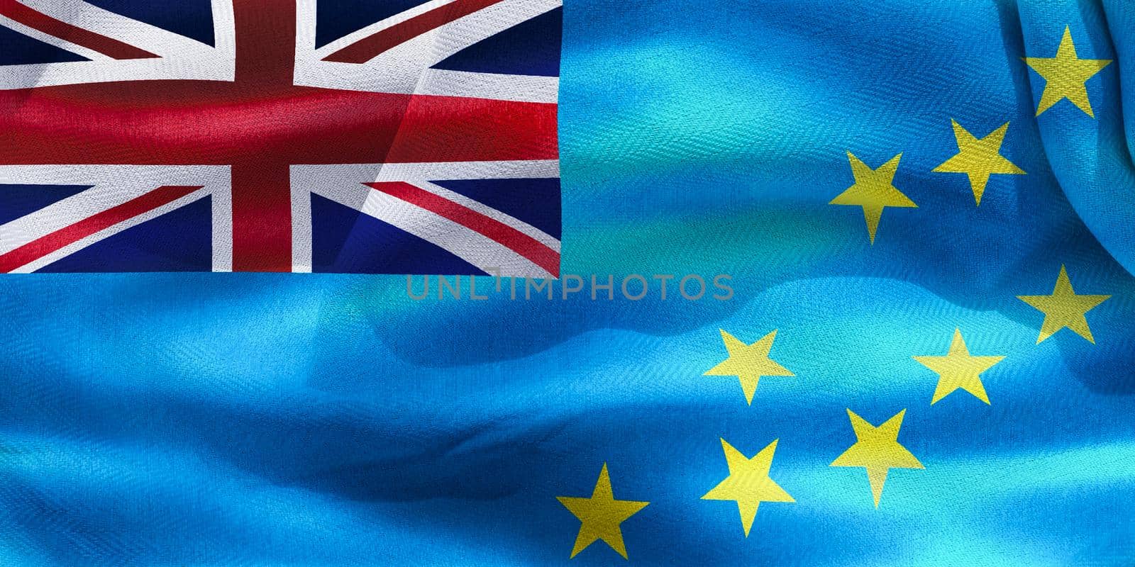 3D-Illustration of a Tuvalu flag - realistic waving fabric flag.