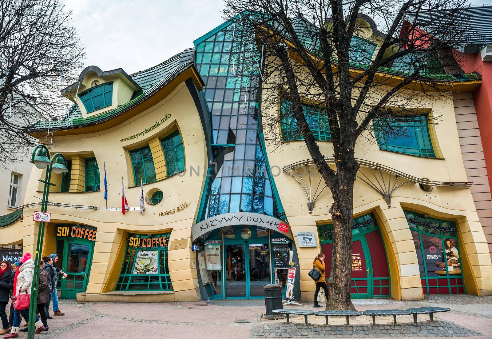 Sopot, Poland -MARCH 14: The Crooked House on the main street of Monte Cassino in Sopot Poland on March 14, 2015