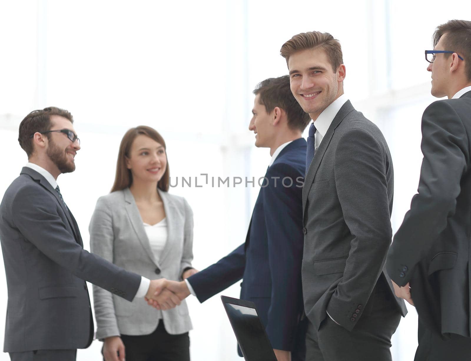 business partners before a business meeting by asdf