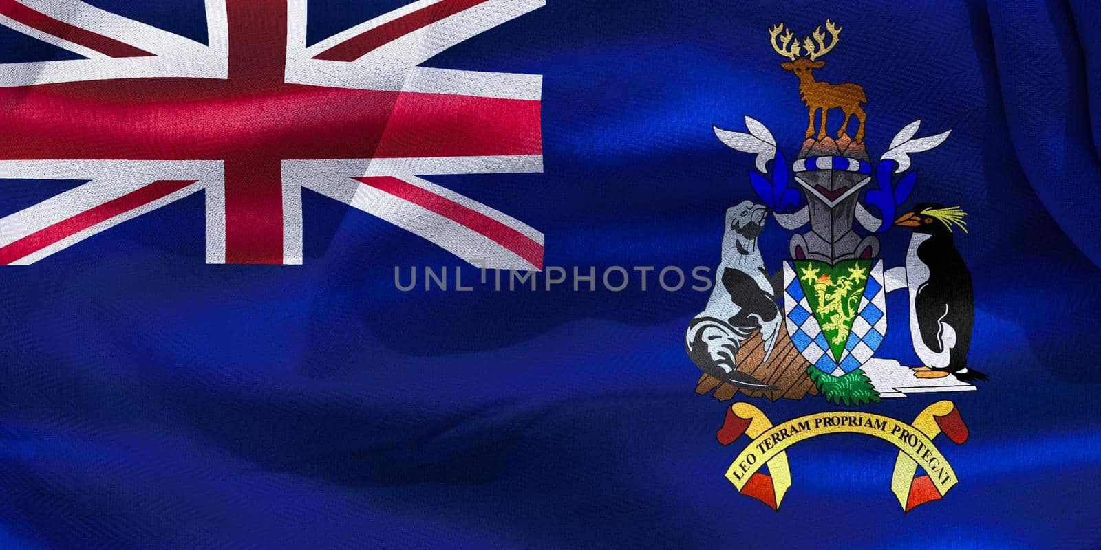 South Georgia and the South Sandwich Islands flag - realistic waving fabric flag by MP_foto71