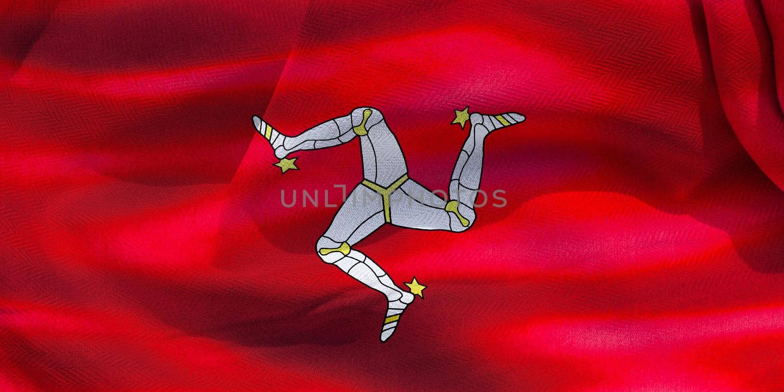 3D-Illustration of a Isle of Man flag - realistic waving fabric flag by MP_foto71