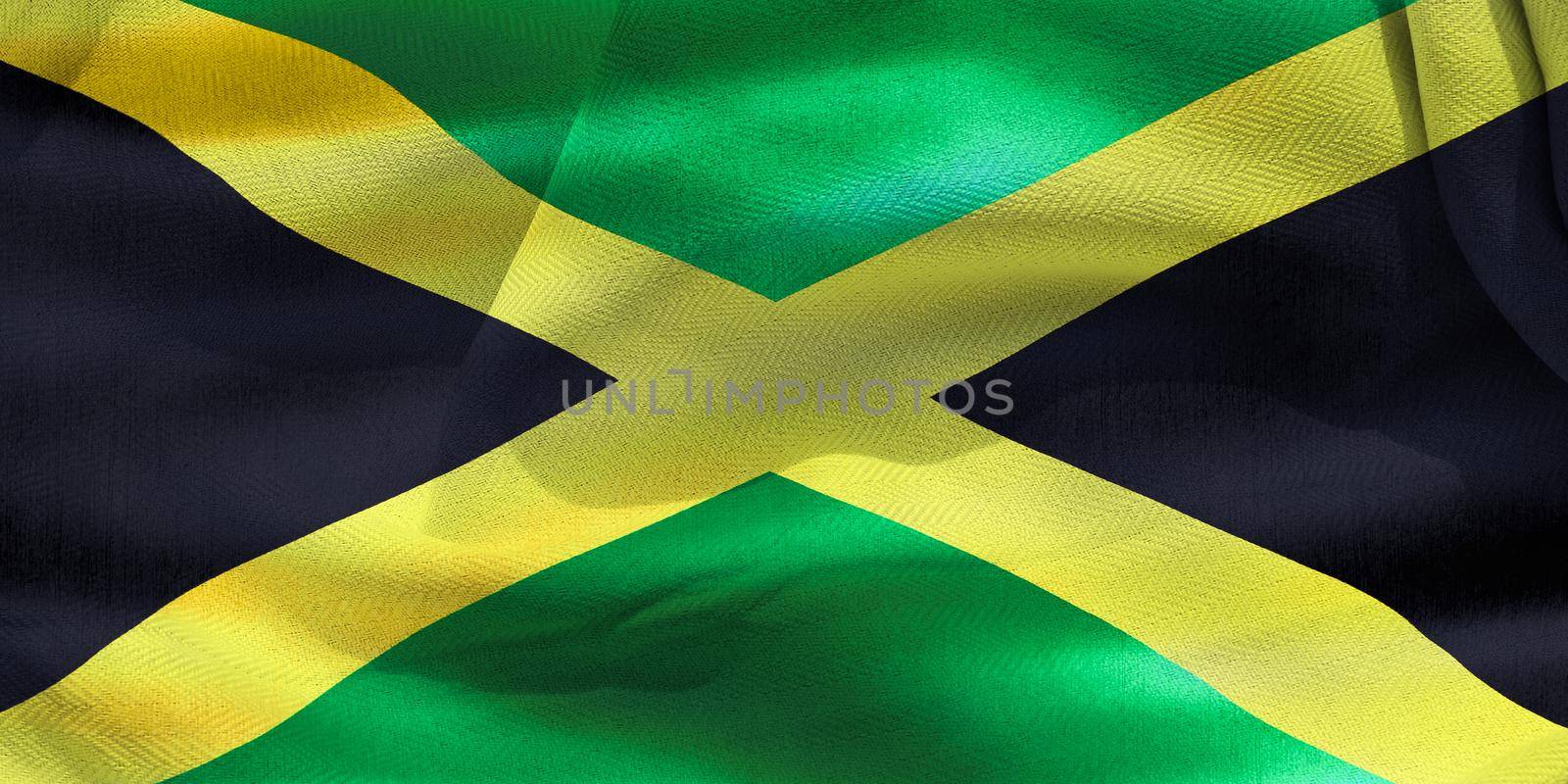3D-Illustration of a Jamaica flag - realistic waving fabric flag by MP_foto71