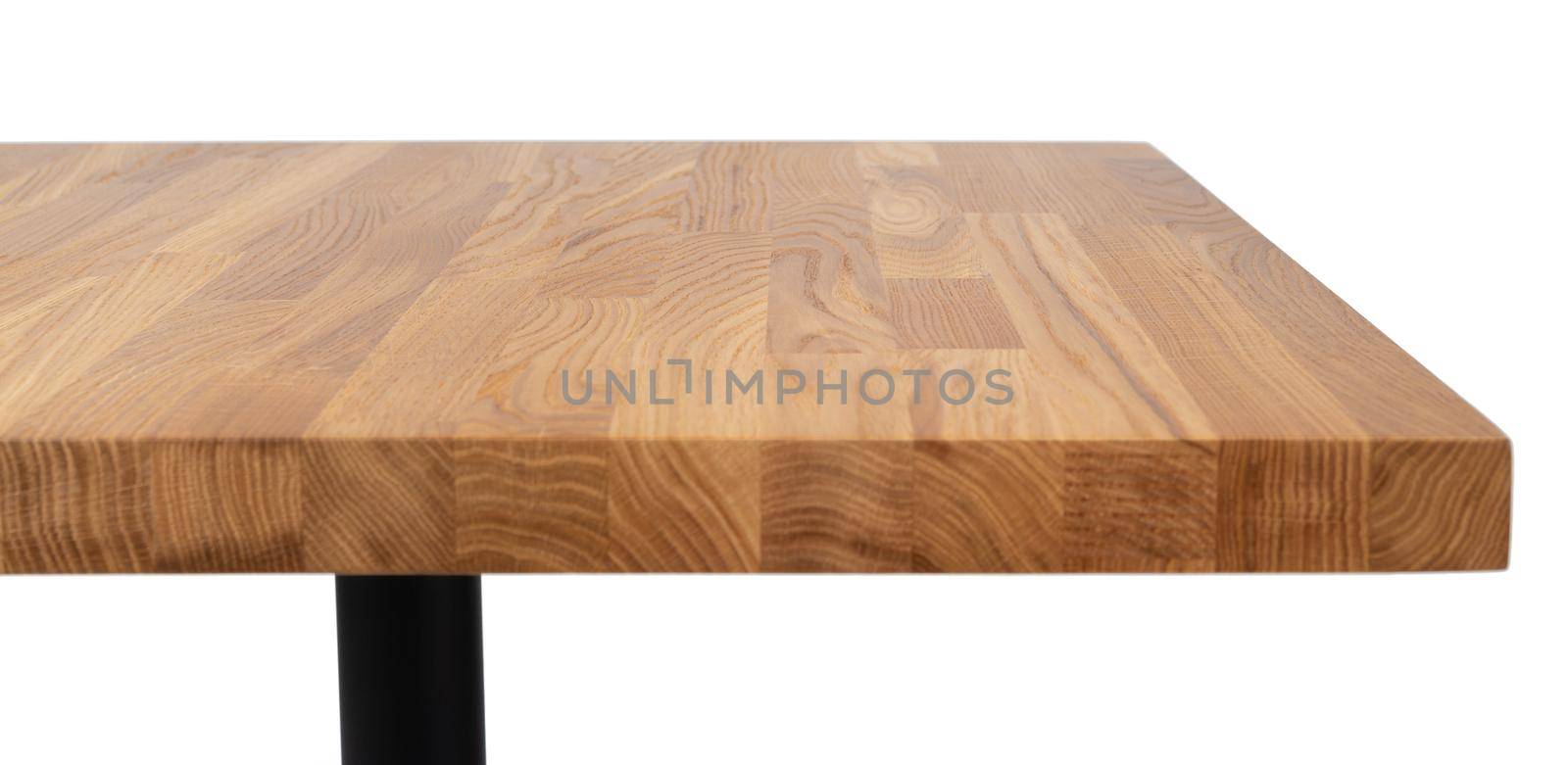 Wooden table with rectangle tabletop isolated on white background