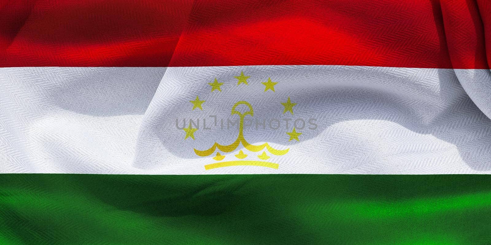 3D-Illustration of a Tajikistan flag - realistic waving fabric flag by MP_foto71