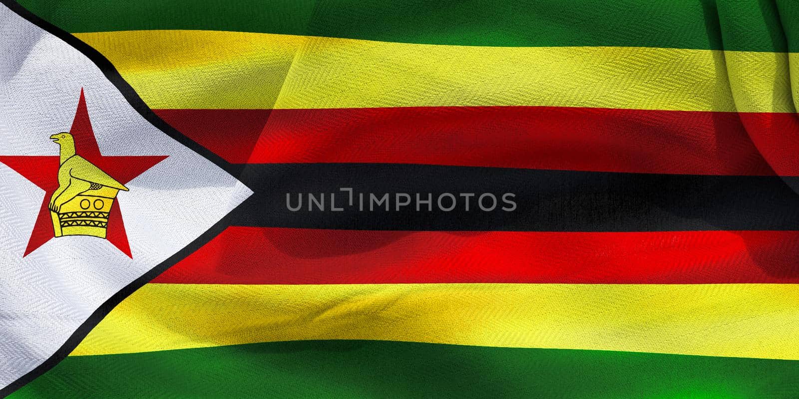 3D-Illustration of a Zimbabwe flag - realistic waving fabric flag by MP_foto71