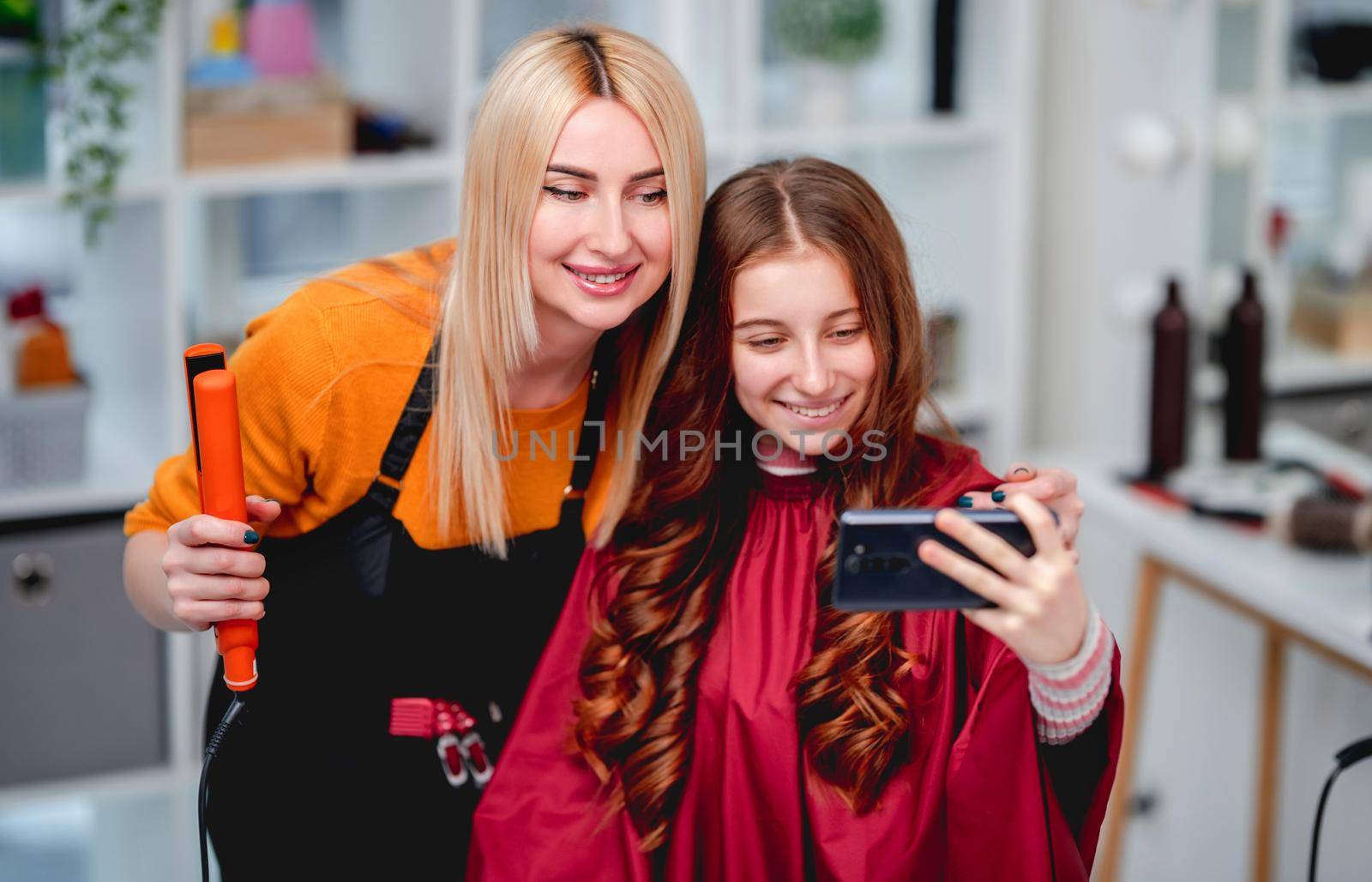 Hairdresser and model making selfie by tan4ikk1