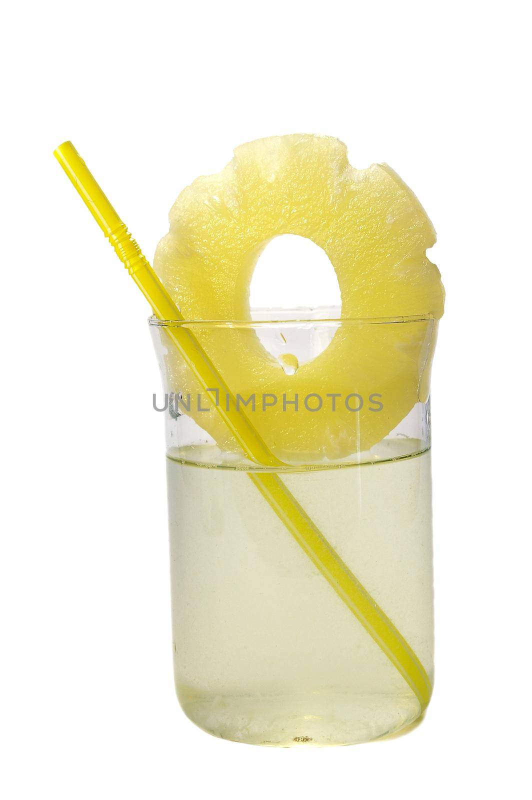Pineapple juice in the glass on white background