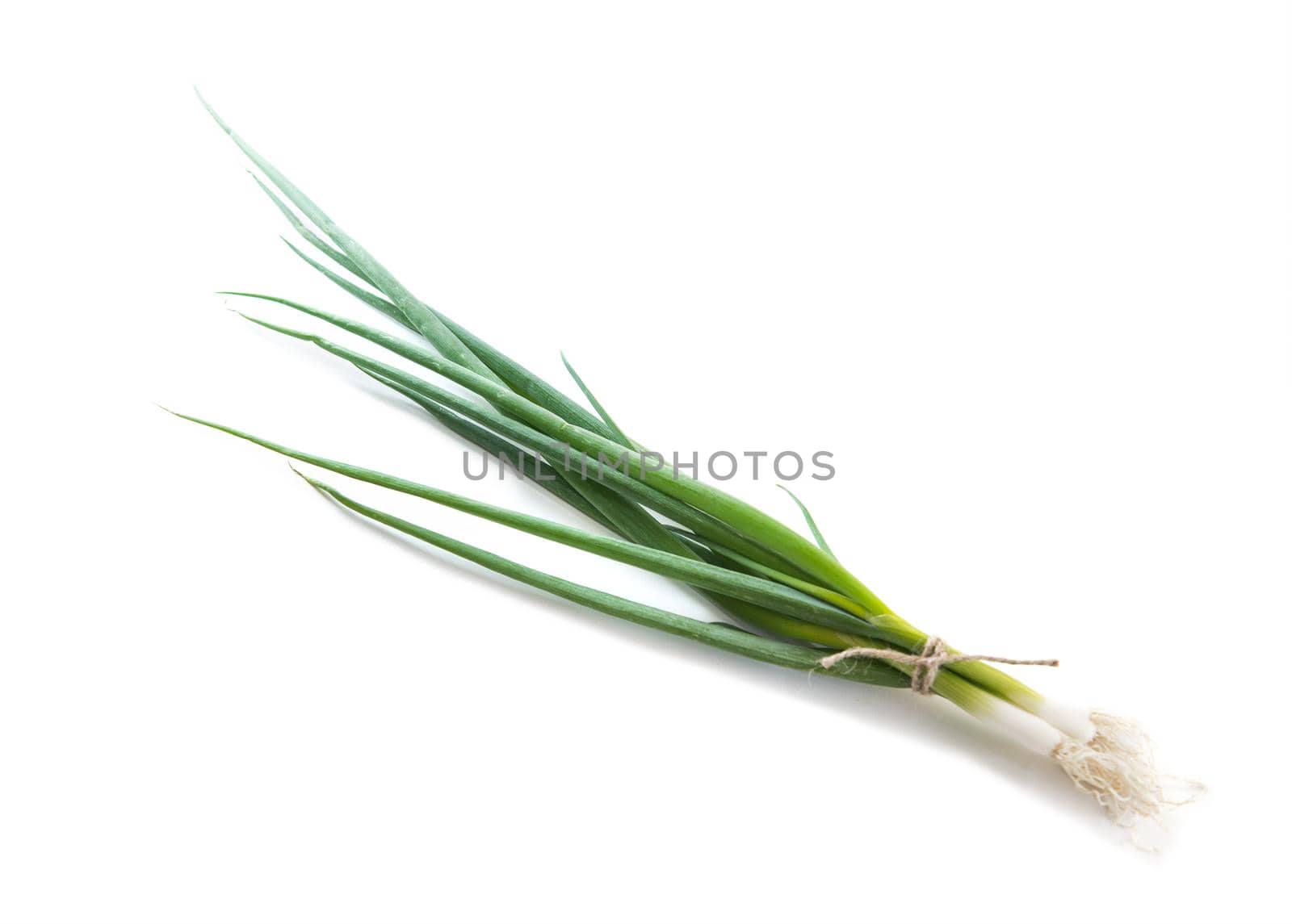 Eight ripe beautiful spring onions isolated on a white background