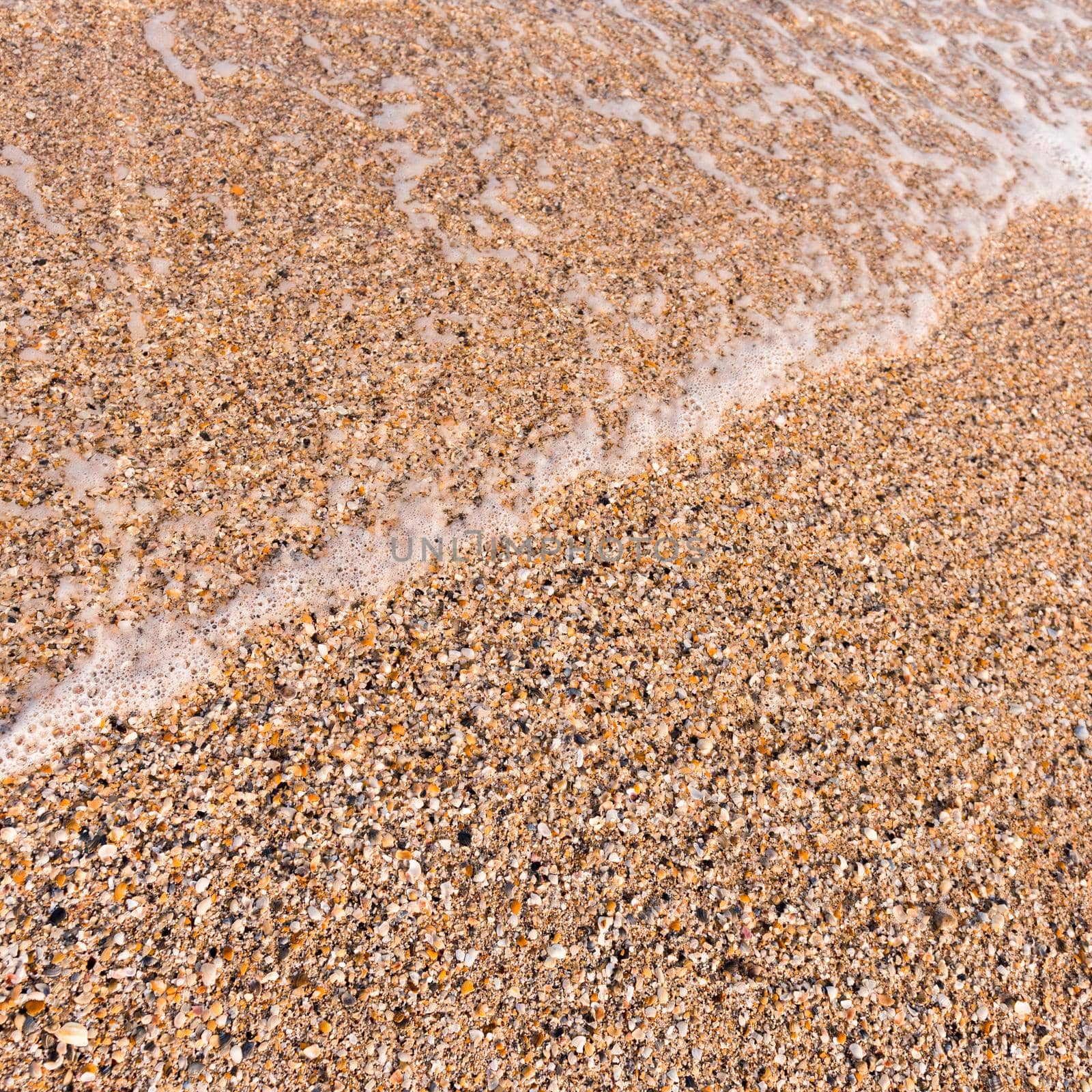 soft water veil from wave on seashore sand