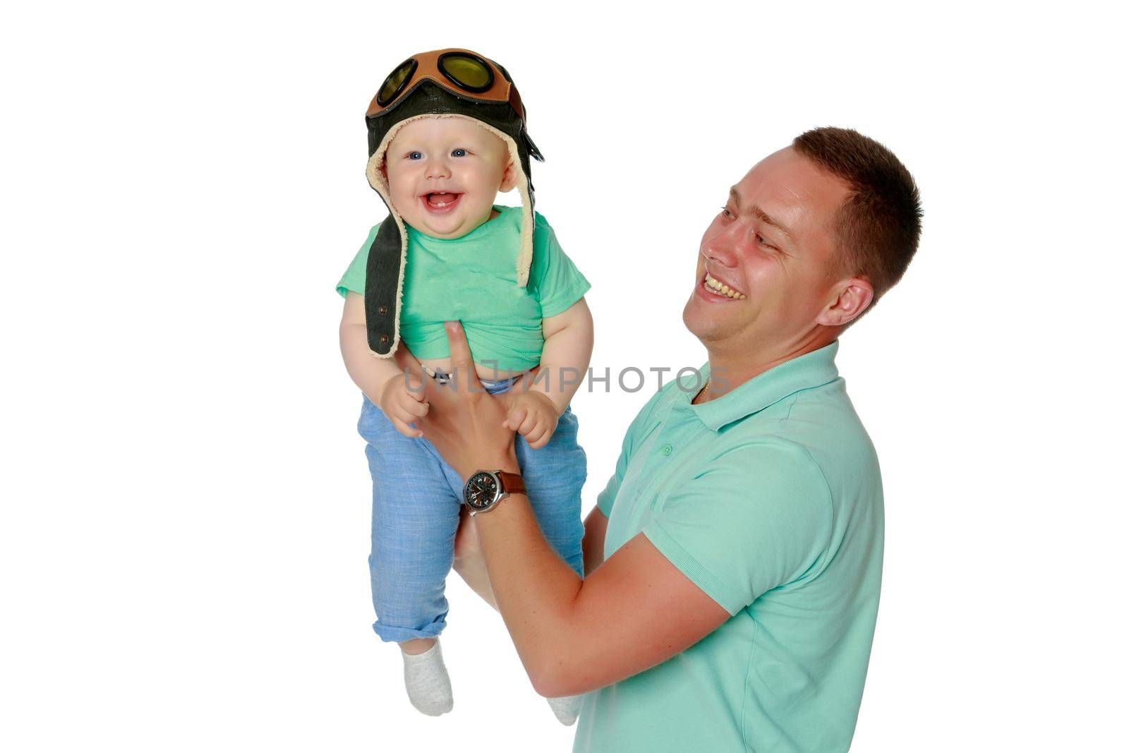 Dad is holding a baby by kolesnikov_studio