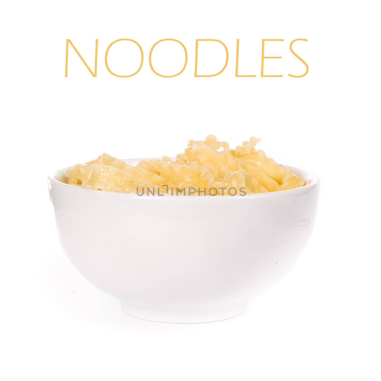 noodle in a bowl on white background