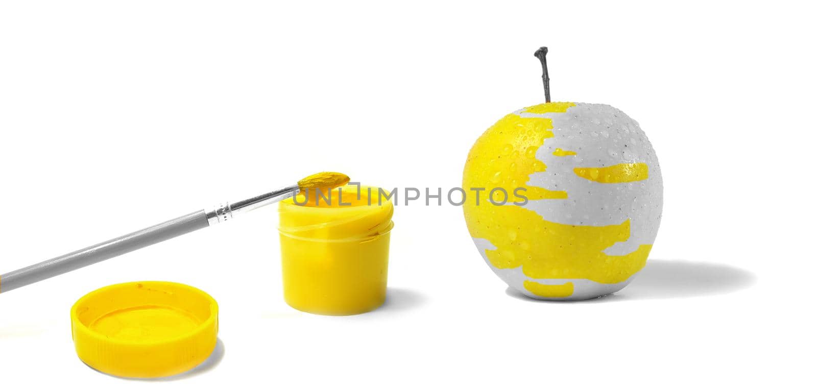 Yellow apple, gouache and brush by tan4ikk1