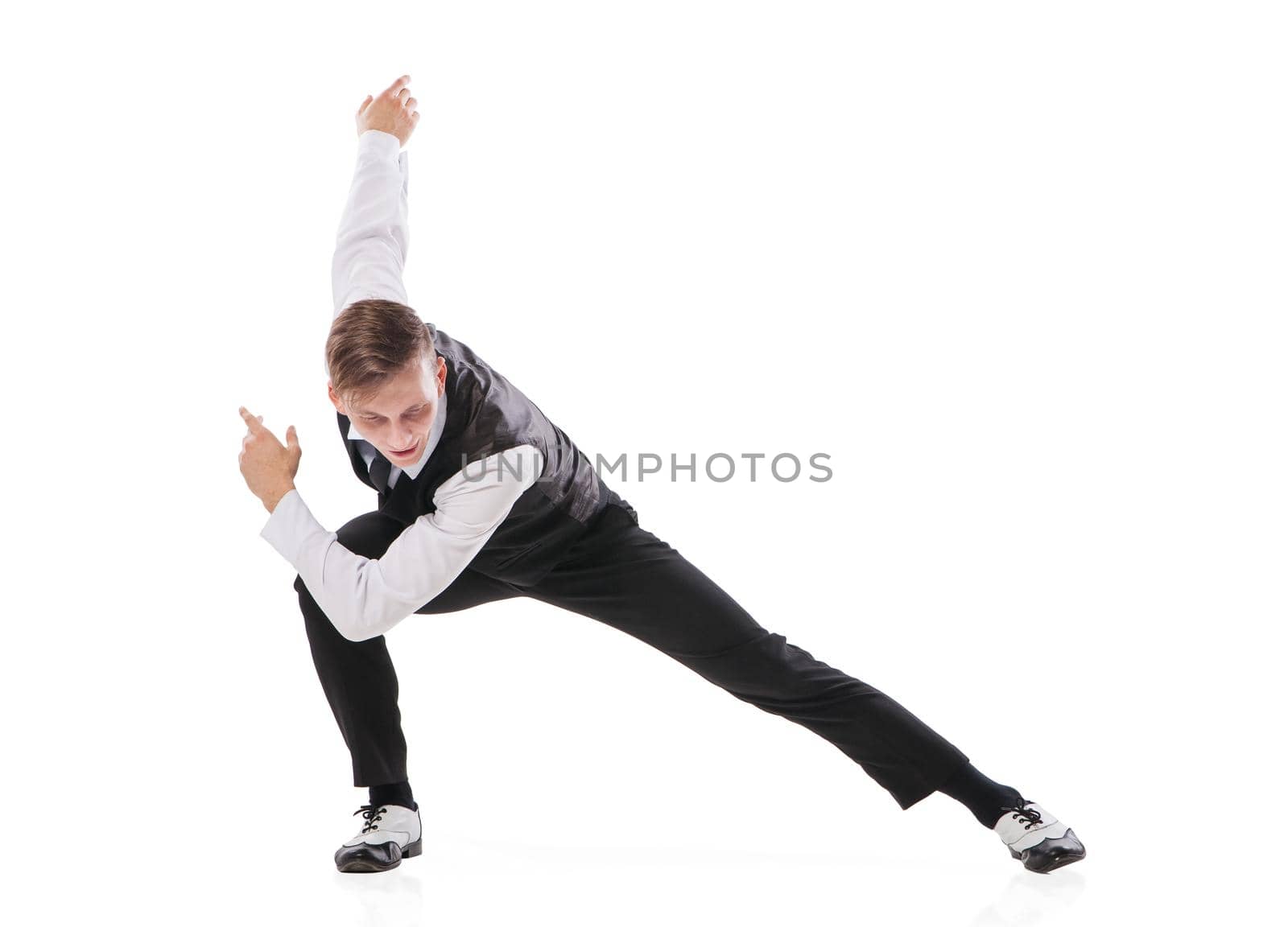 modern style dancer dancing isolated on studio white background