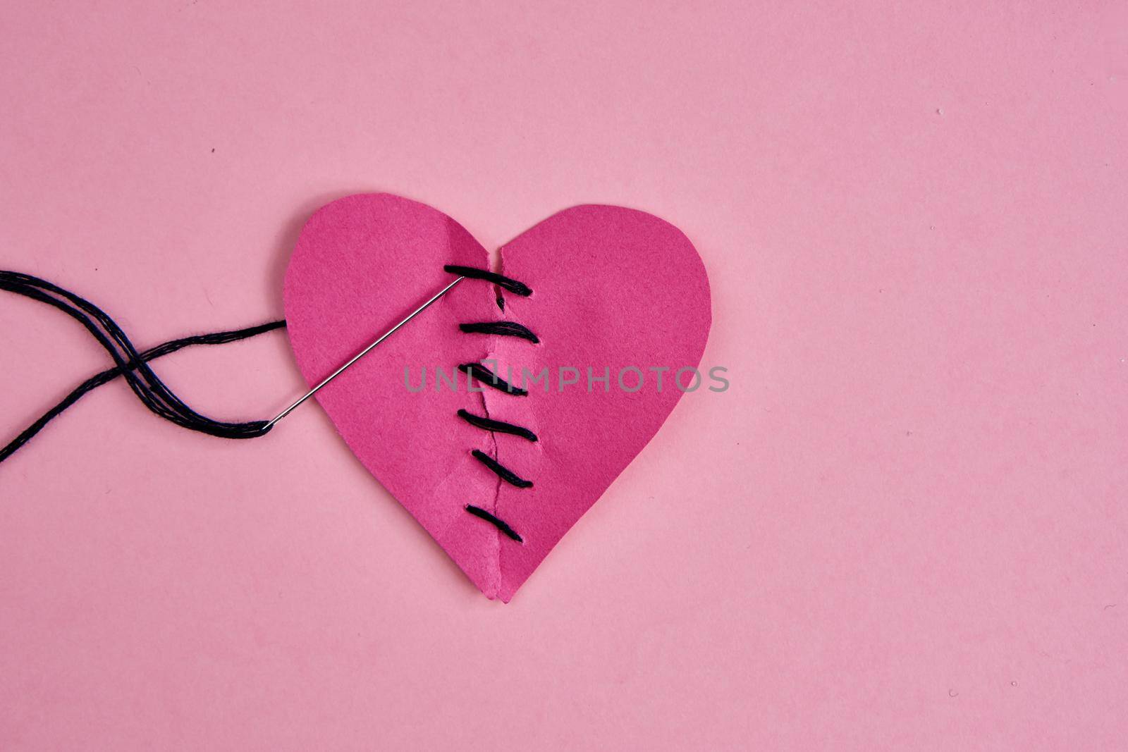 valentines paper heart romance holiday pink background by Vichizh