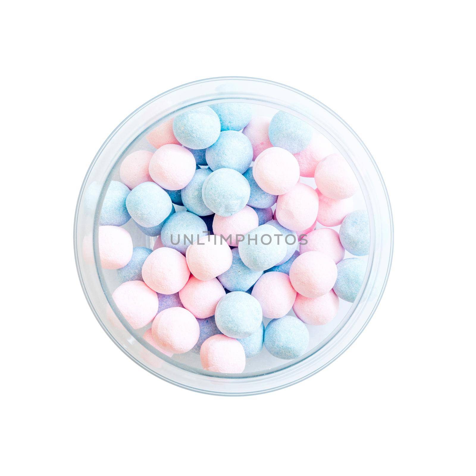 pink and blue candies on a wooden background by tan4ikk1