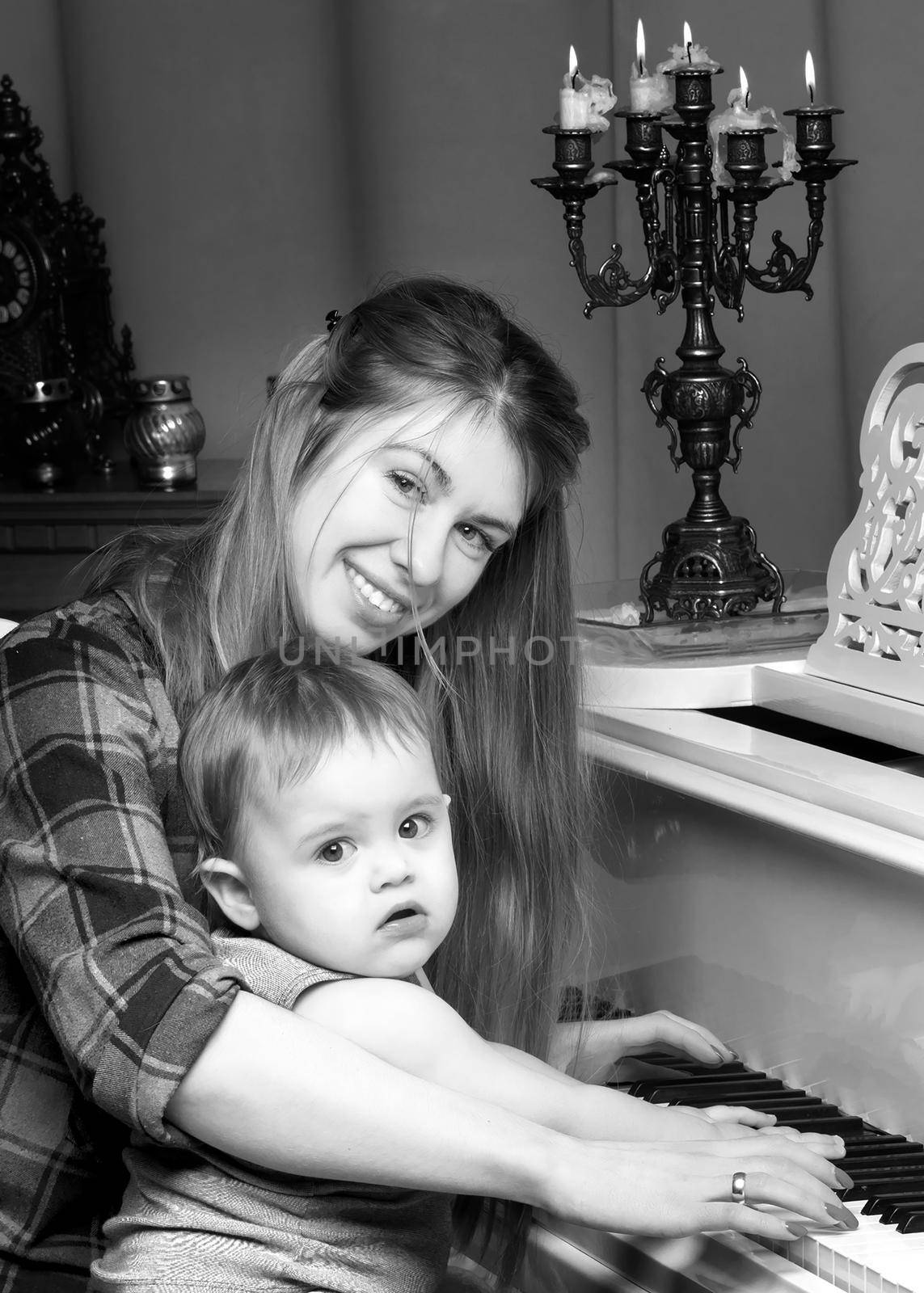 Mom and his son for piano. by kolesnikov_studio