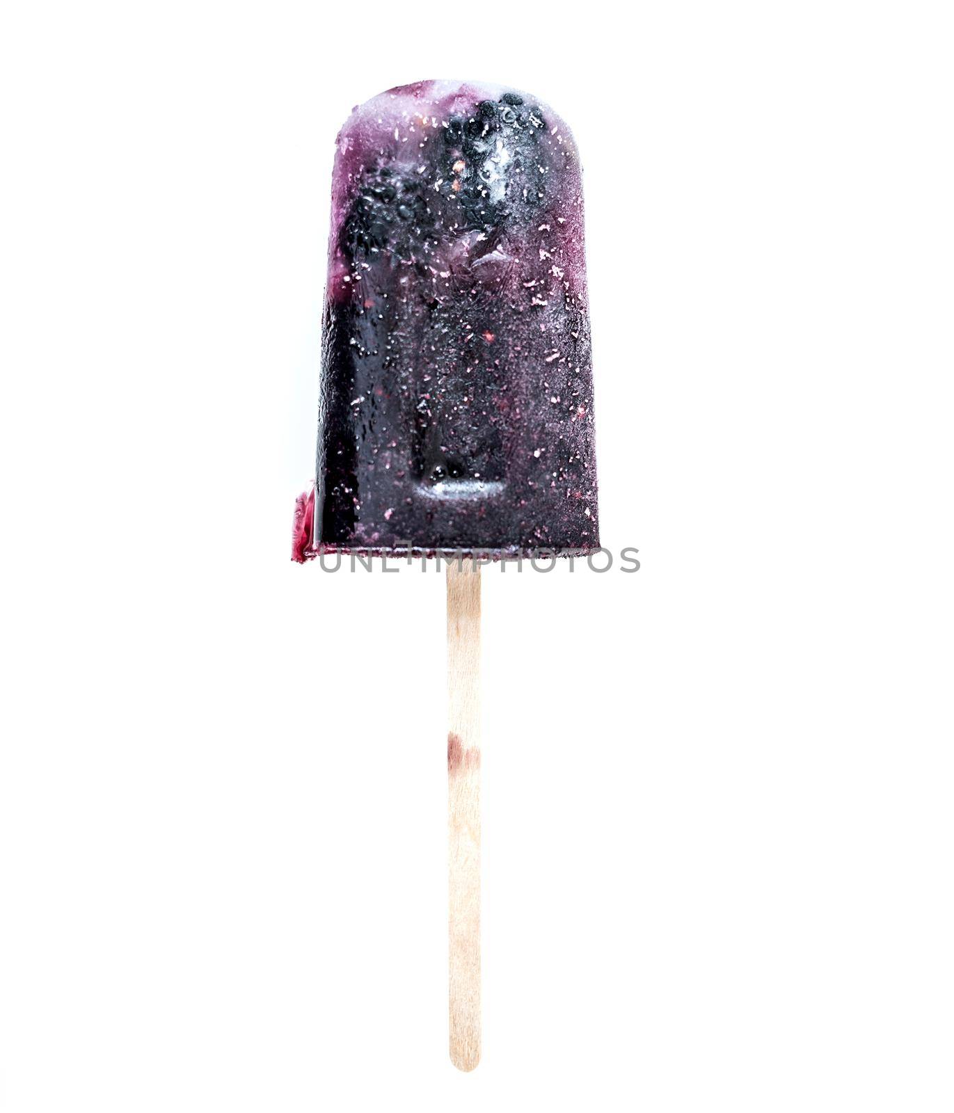 homemade mulberry ice cream isolatad on a white background