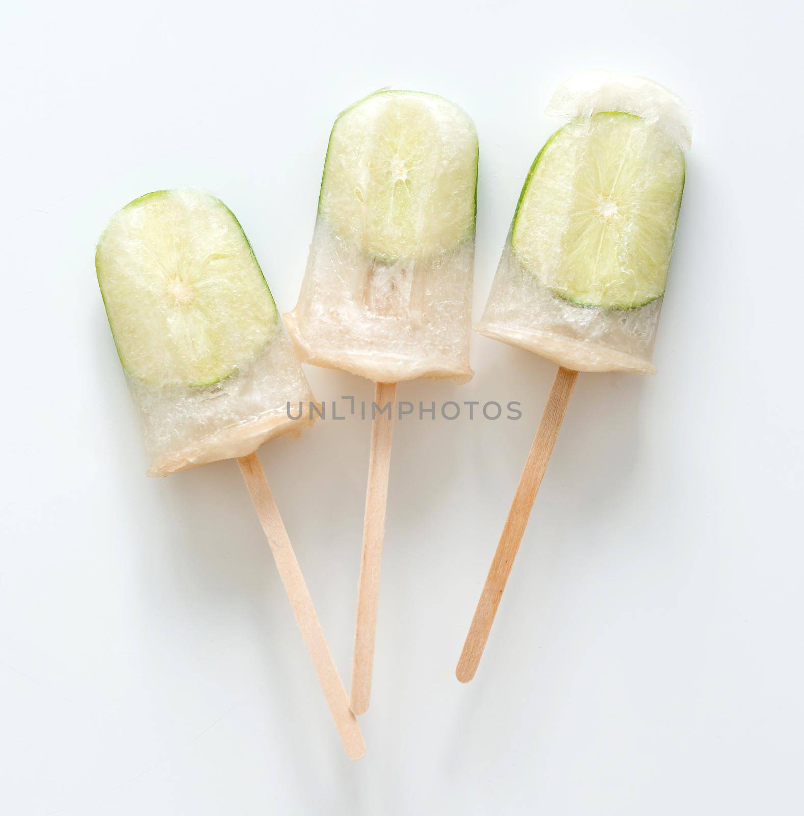 homemade ice cream with lime isolatad on a white background