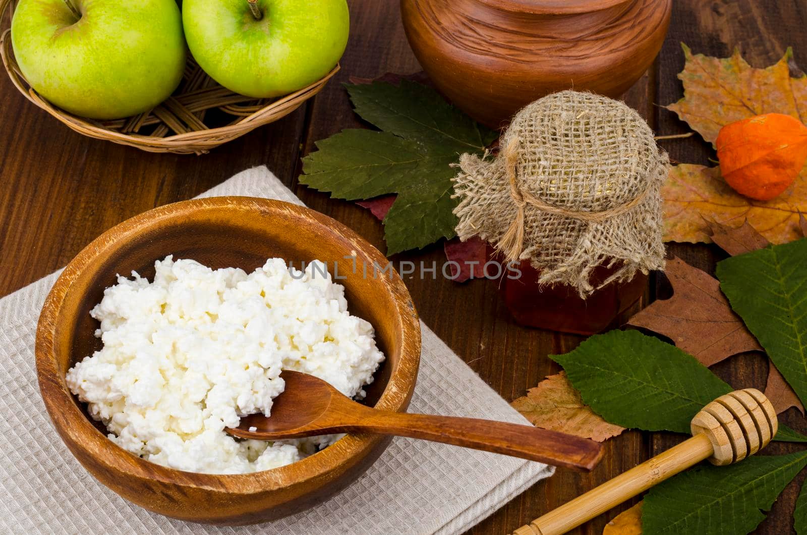 Fresh homemade diet cottage cheese, healthy nutrition, dairy products. by ArtCookStudio
