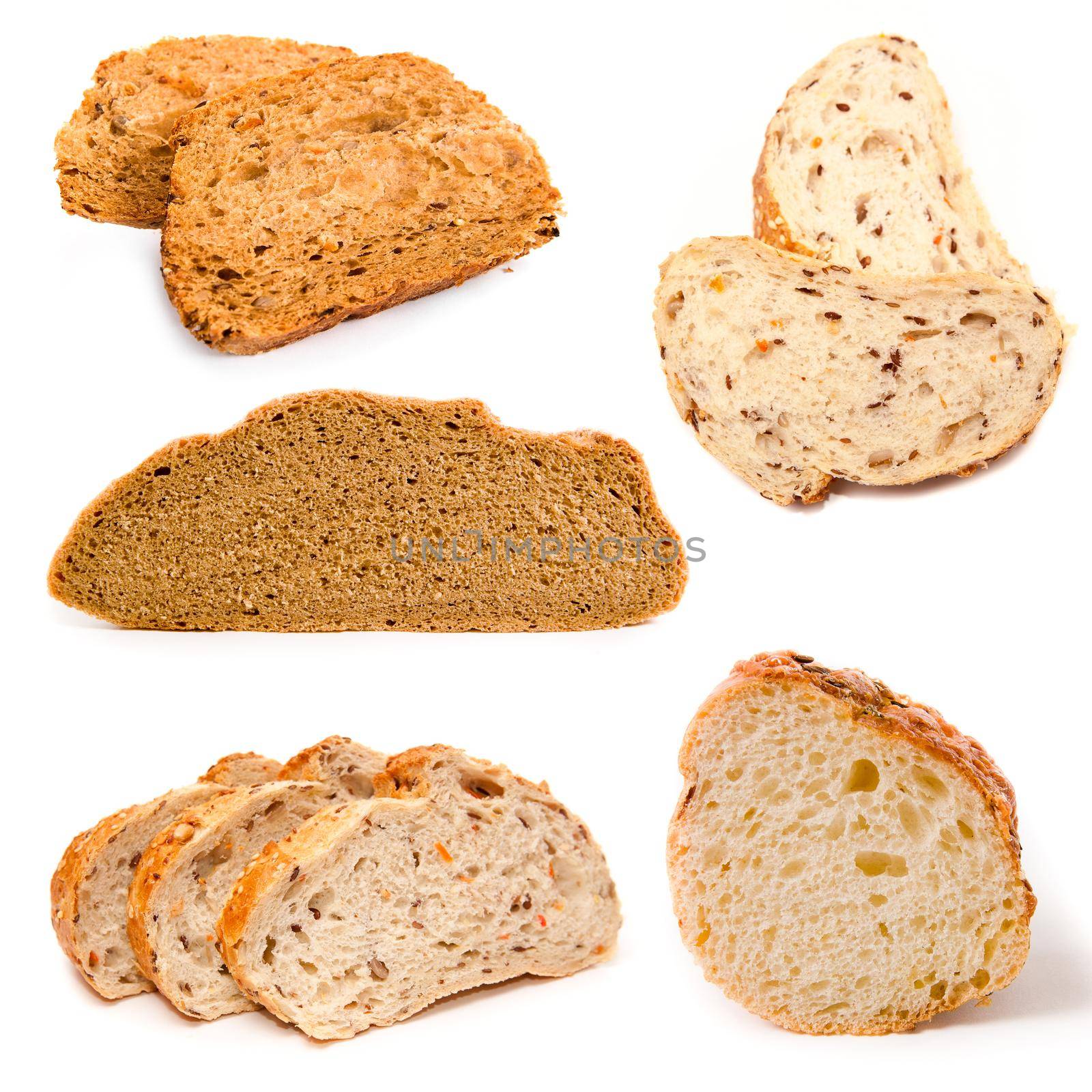 Set of a bread on a white background
