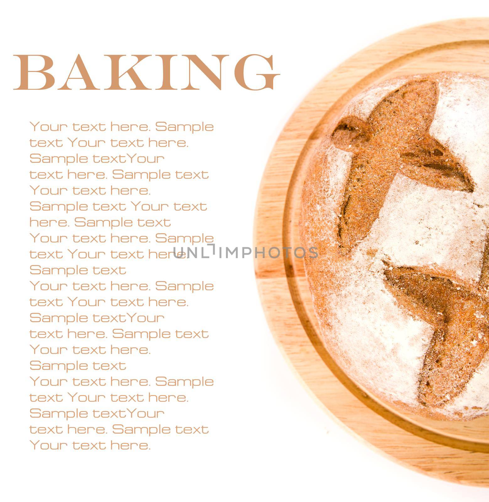 newly baked bread on a white background